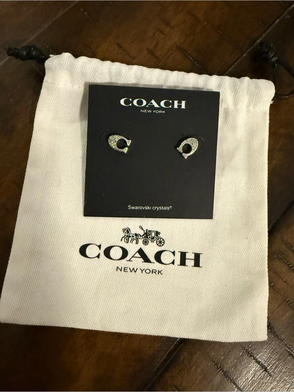 Coach Crystal 'C' Logo Stud Earrings